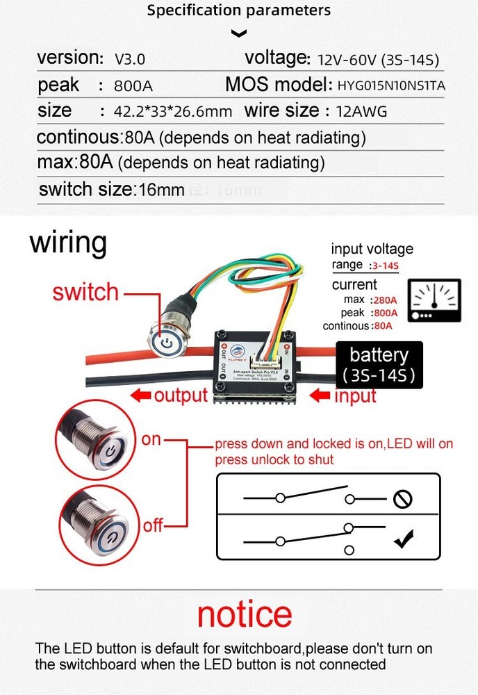 Enhanced version Flipsky 280A Anti-spark Switch pro V3.0 for VESC