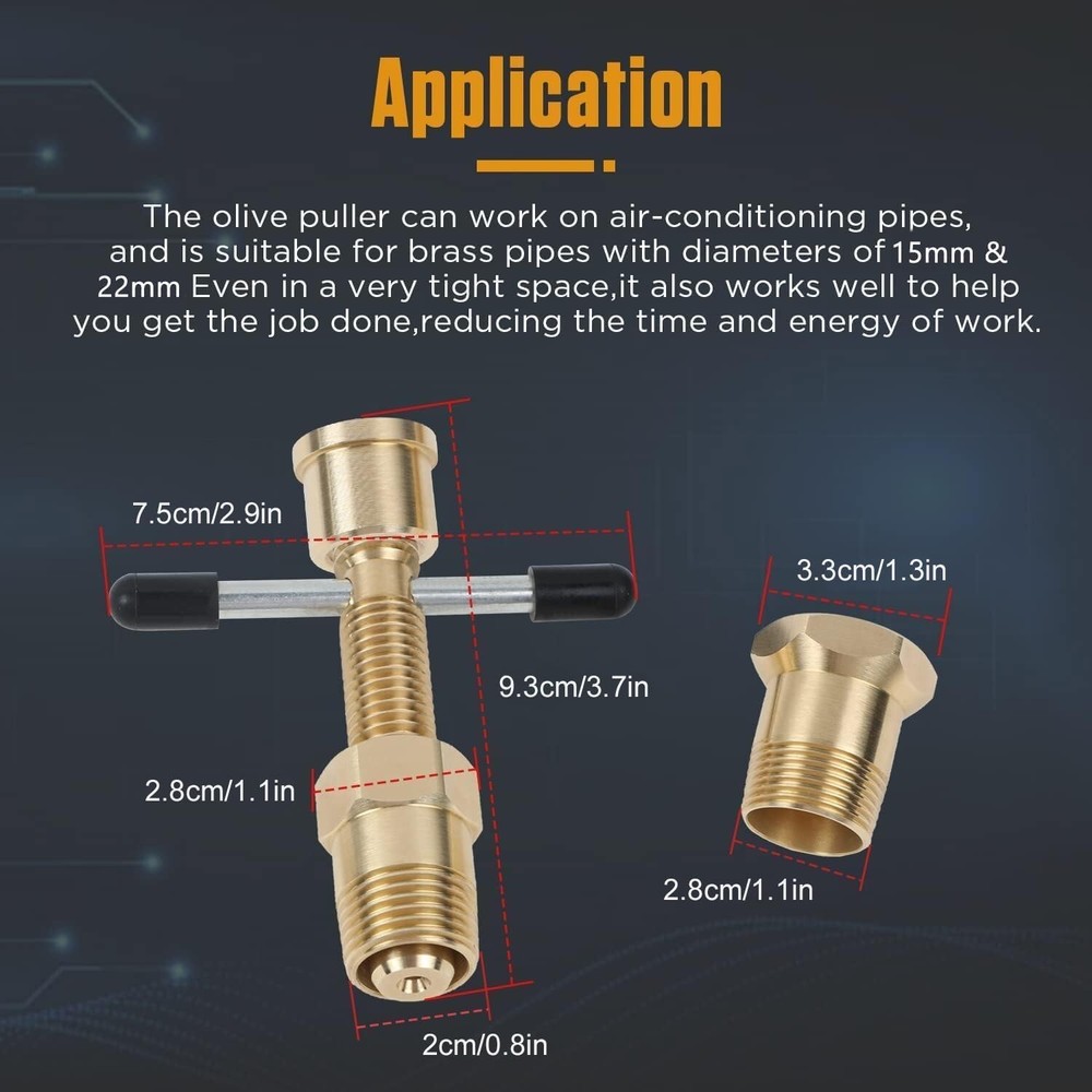 Olive Puller Brass Pipe Olive Tool Fitting Thread Remover 1/2" & 3/4" Ferrule