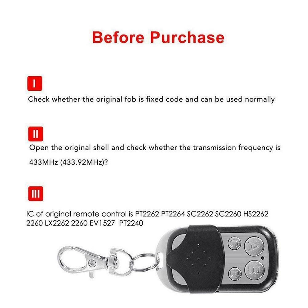 4 Channel Wireless Garage Gate Remote Control Door Opener Learning Code Cloning
