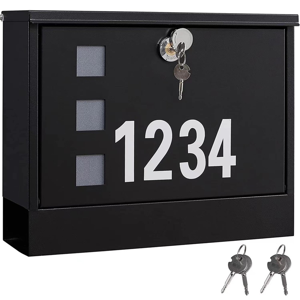 Locking Mailbox Wall Mounted, Metal Postbox with Matte Black-11