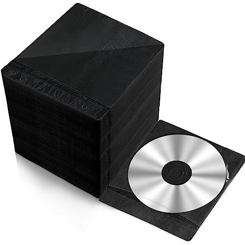600 Pcs Cd DVD Sleeves Disc Storage Cases Pack Double Sided Refill Black