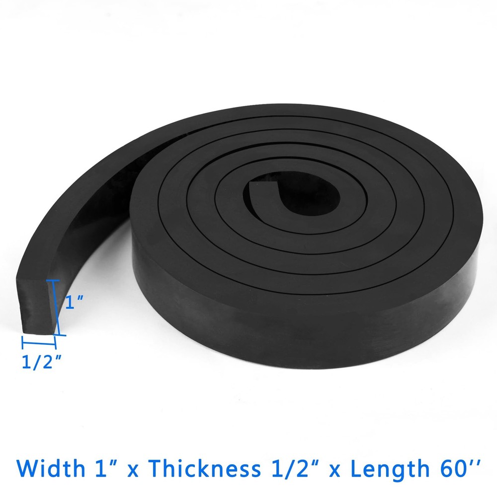 Solid Rubber Strips Rolls, 1/2" Thick x 1" Wide x 60" Long Neoprene Rubber Sh...