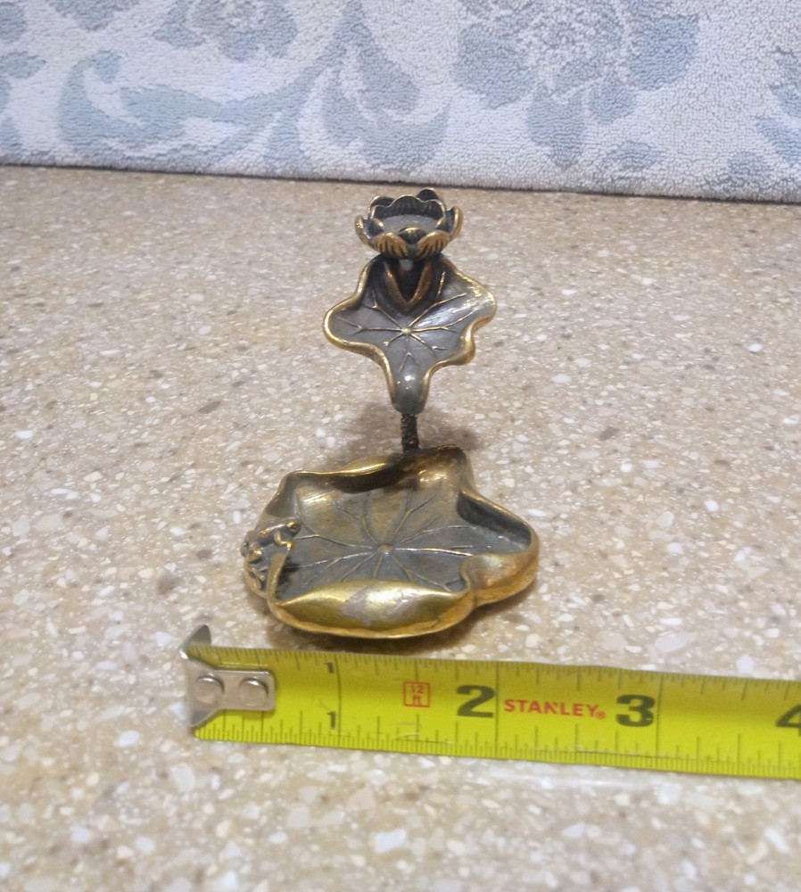 Small Brass Lotus Flower Backflow Cone Incense Burner