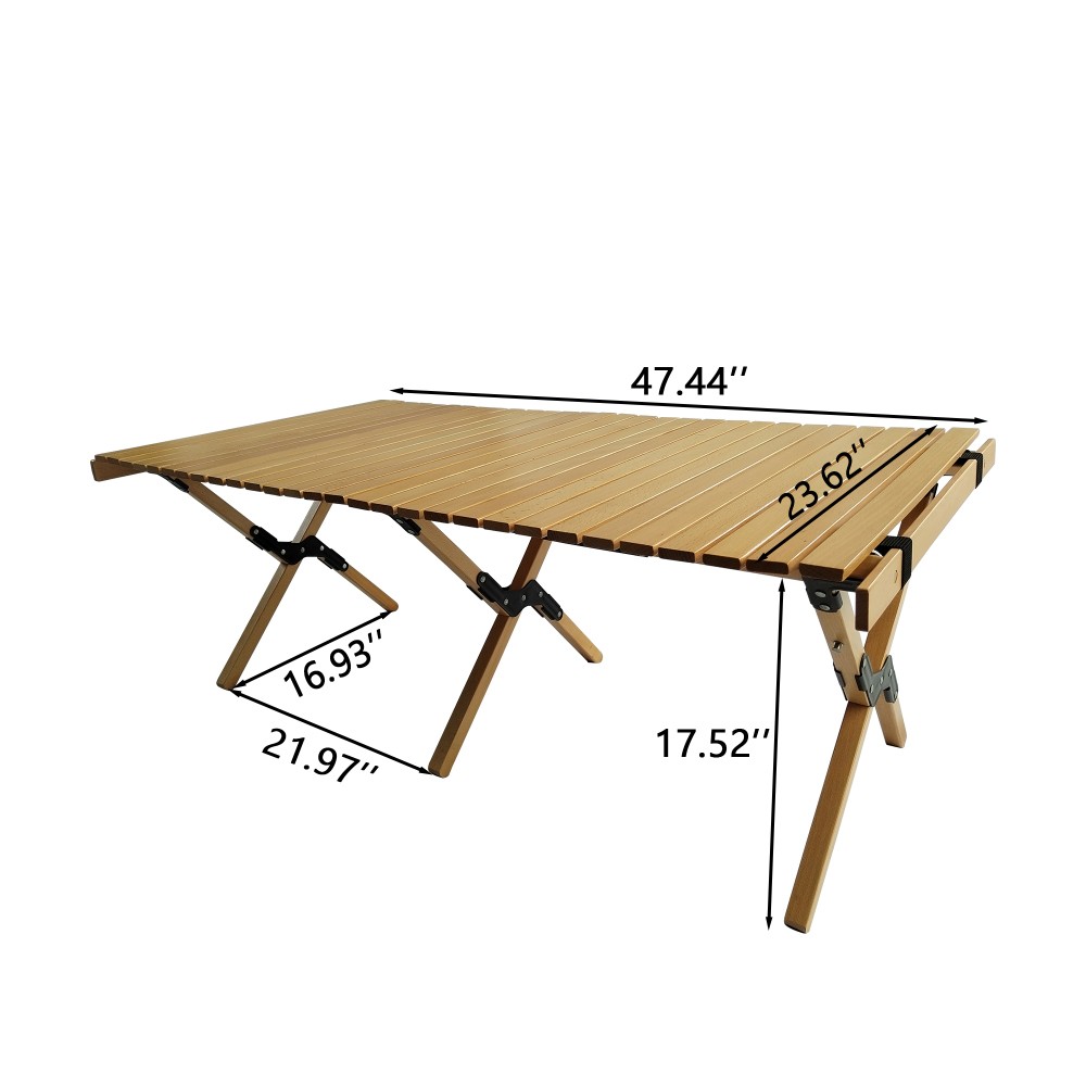 Foldable Patio Table Outdoor Dining Camping Picnic X-Leg Solid Wood