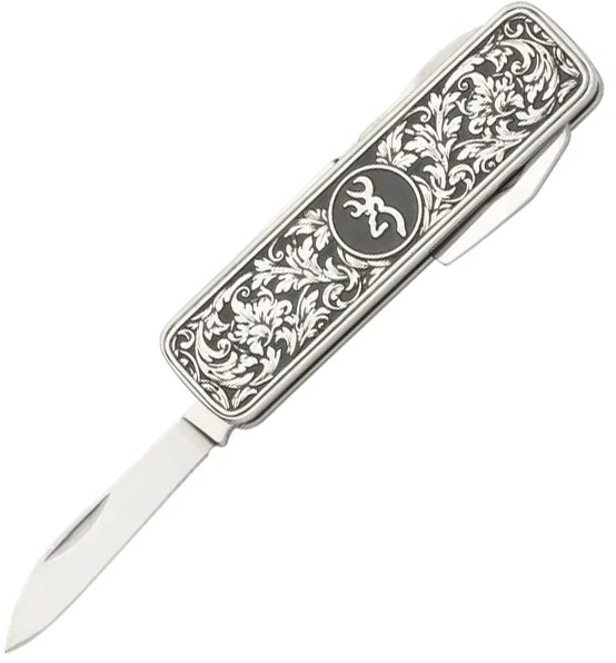 Browning Morgan Folder Pocket Knife Stainless Construction Scroll Handle Artwork