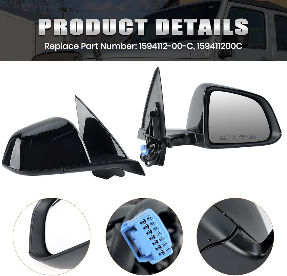 Right Passenger Side Mirror Compatible with Tesla Model Y 2020-2024 Replacement