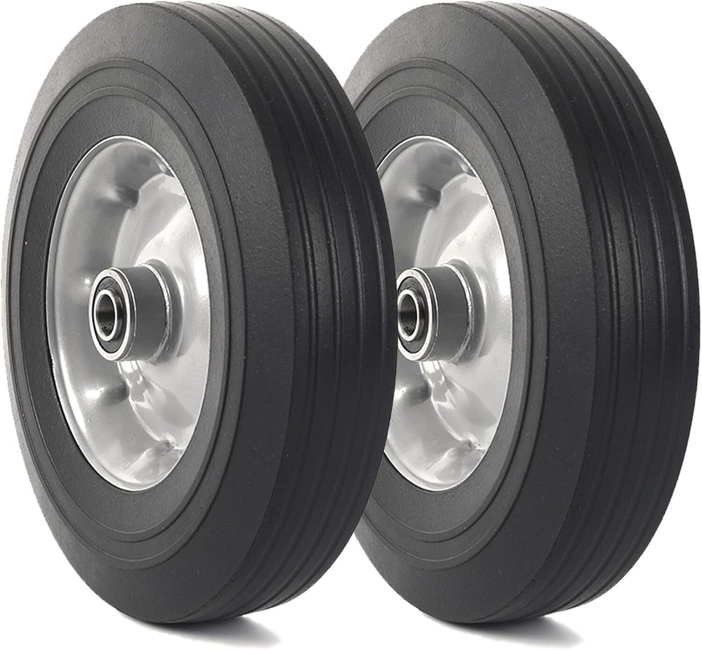 AR-PRO (2-Pack) 10''x2.5'' Flat Free Solid Rubber Replacement 10''x2.5, Black