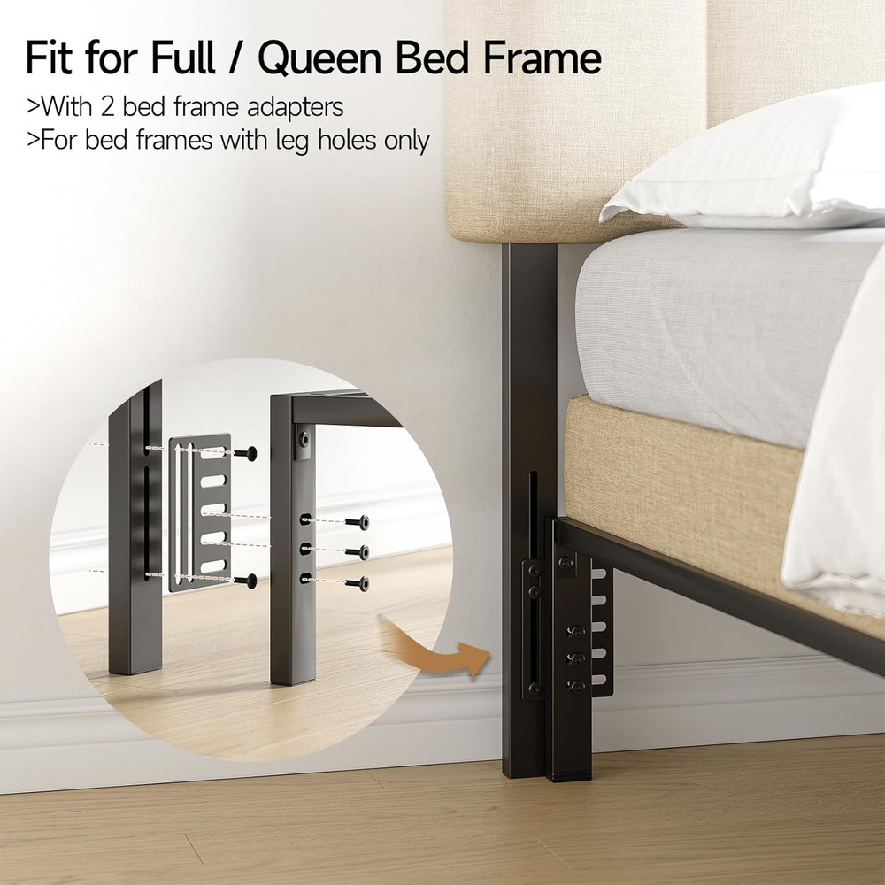 Queen Size Adjustable Headboard, Upholstered Headboard with Storage, APP Control
