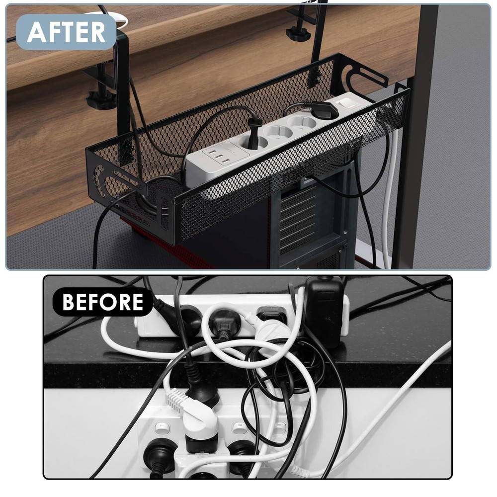 Under Desk Cable Management Tray, 15.3'' (1 Pack), Black