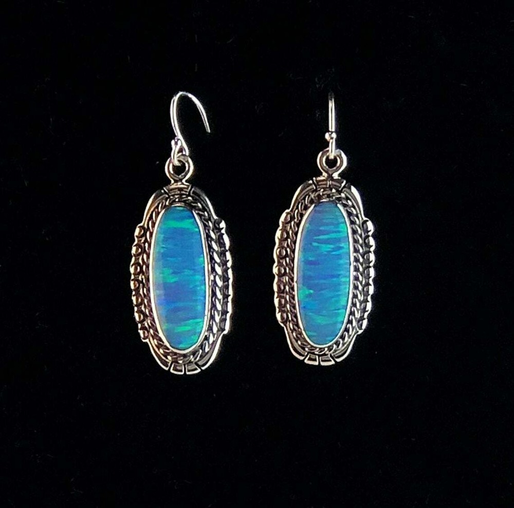 Sterling and Blue Opalite Earrings
