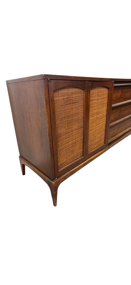 Mid-Century Modern Lane Rhythm Walnut & Cane Sideboard - REFINISHED