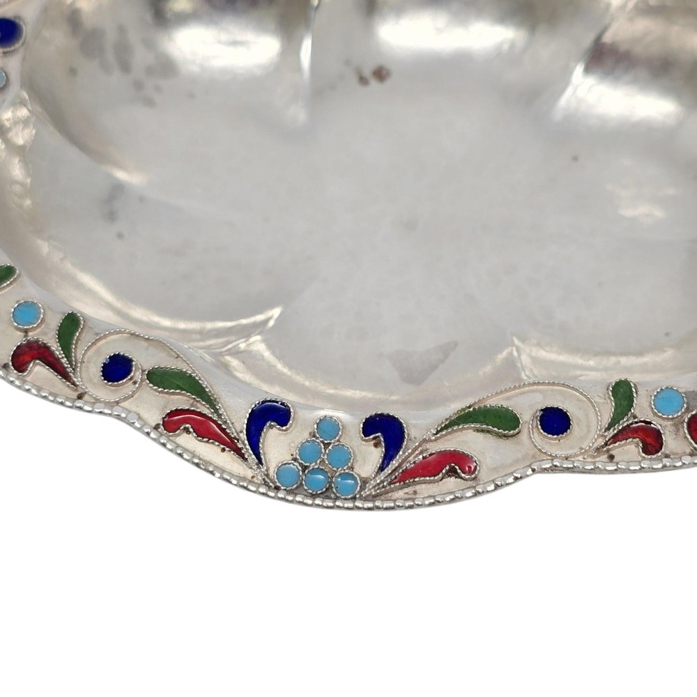 Hammered 950 Silver and Enamel Nut Dish #21023