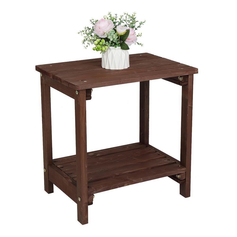 Wooden Side End Table Patio Coffee Bistro Rectangular Table Water-Resistant Yard