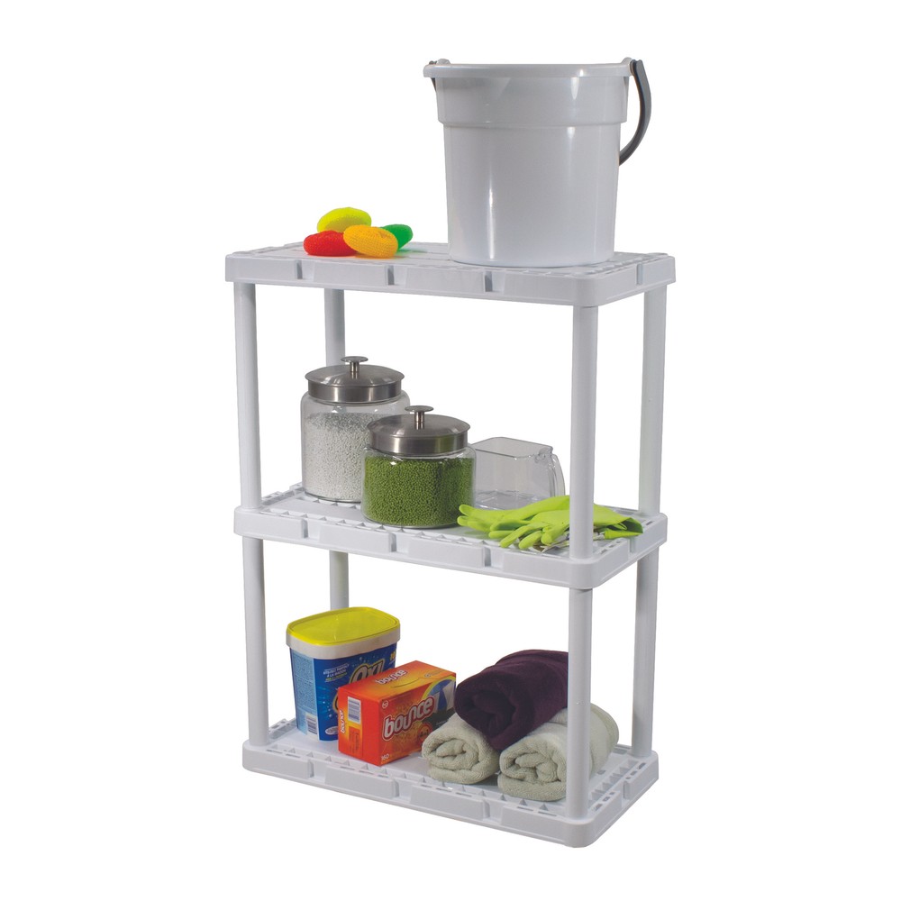 Gracious Living Knect A Shelf 3 Shelf Interlocking Organizers, White (3 Pack)