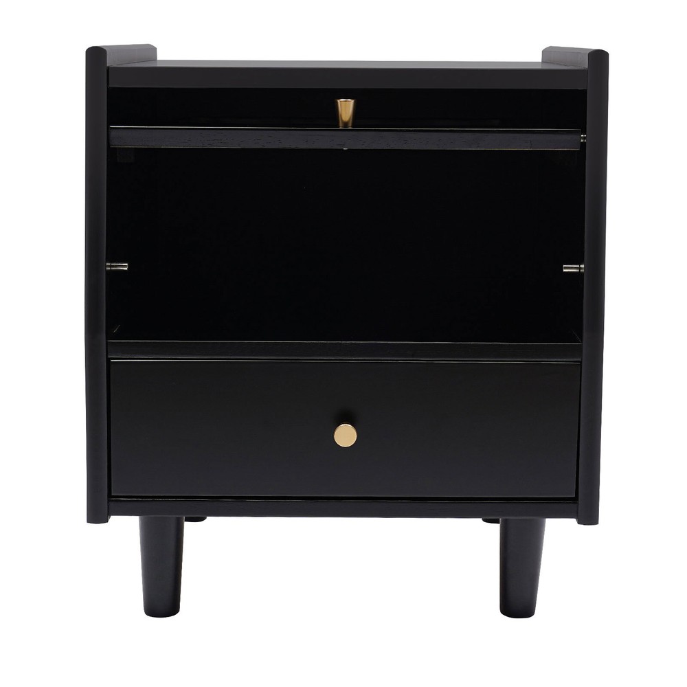 Modern Minimalist Rechargeable Multi-Functional Solid Wood Bedside Nightstands