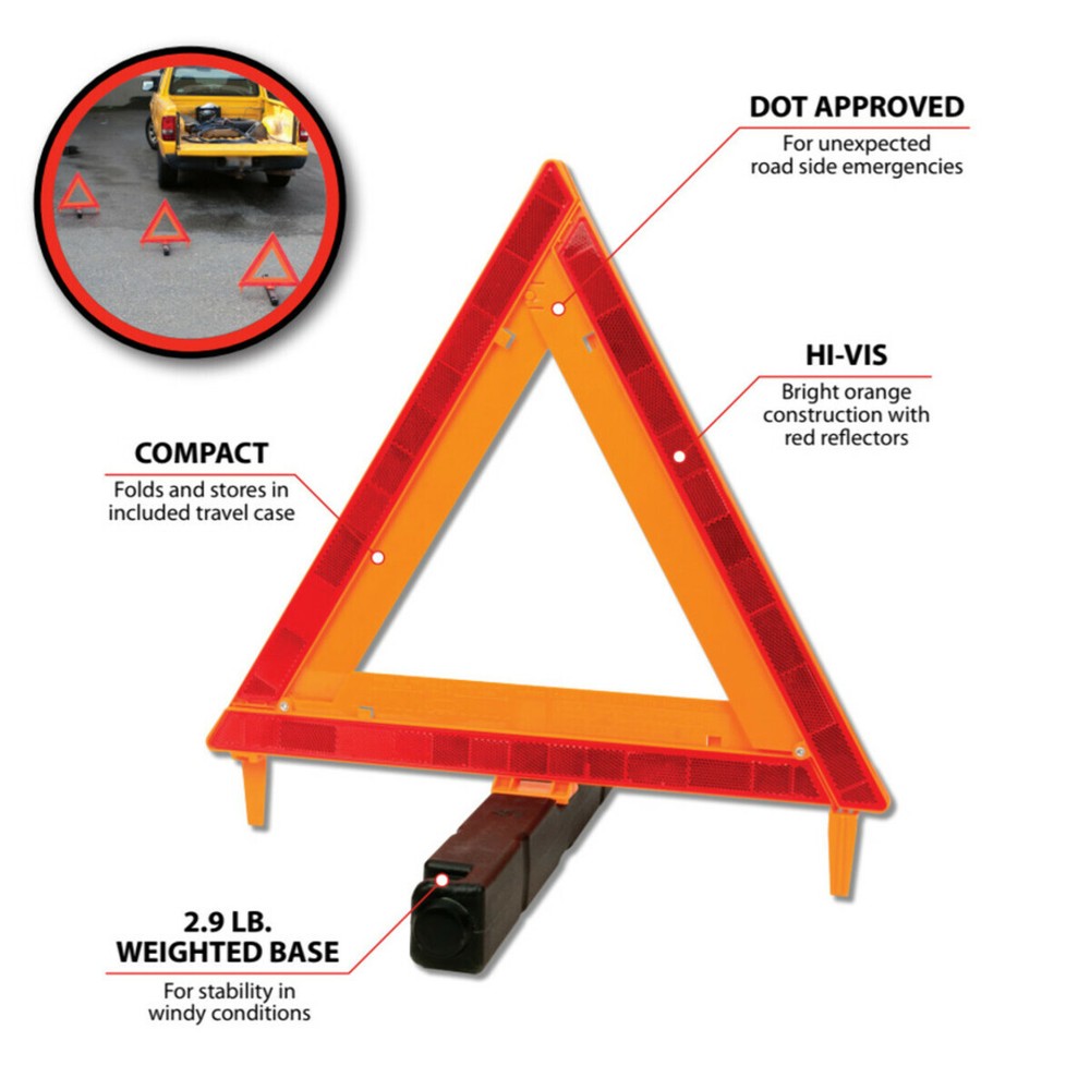 Performance Tool Warning Triangle Set - 3 Pack DOT Approved w/ Travel Case