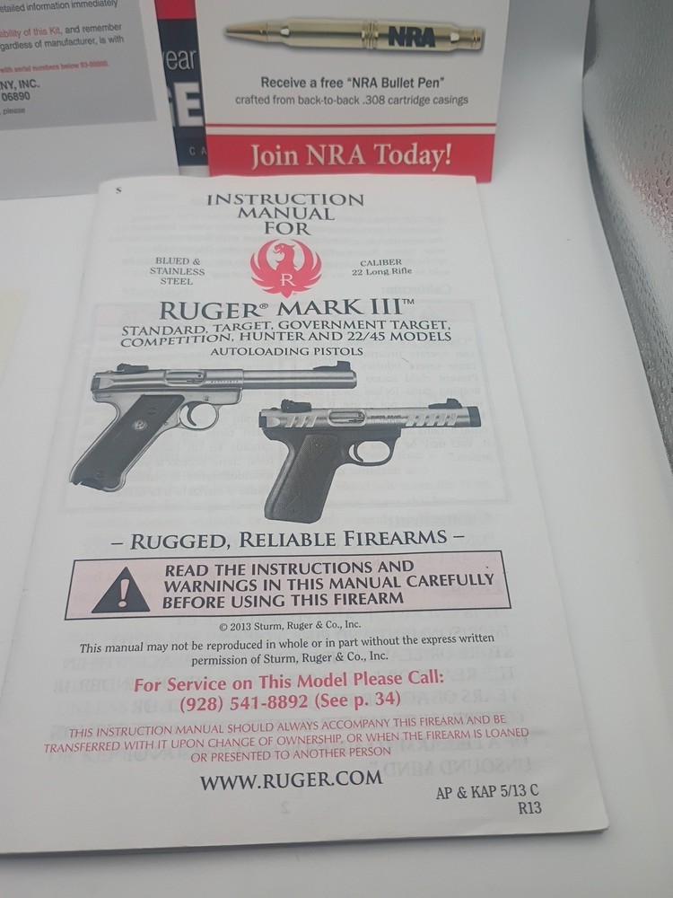 Ruger Mark III Autoloading Owners Manual 2013