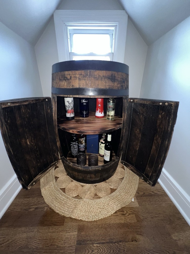 Oak Whiskey Barrel Bar