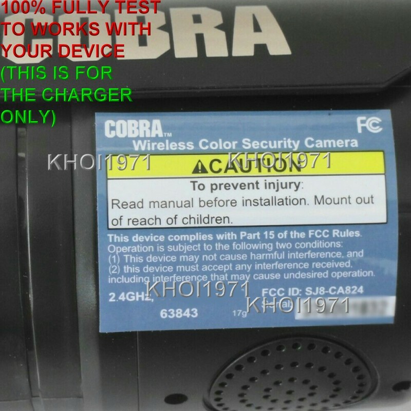 8-FT WALL AC power adapter for 63843 COBRA wireless security CAMERA