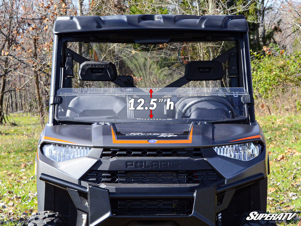 SuperATV Clear Scratch Resistant Half Windshield for Polaris Ranger 1000 (2017+)