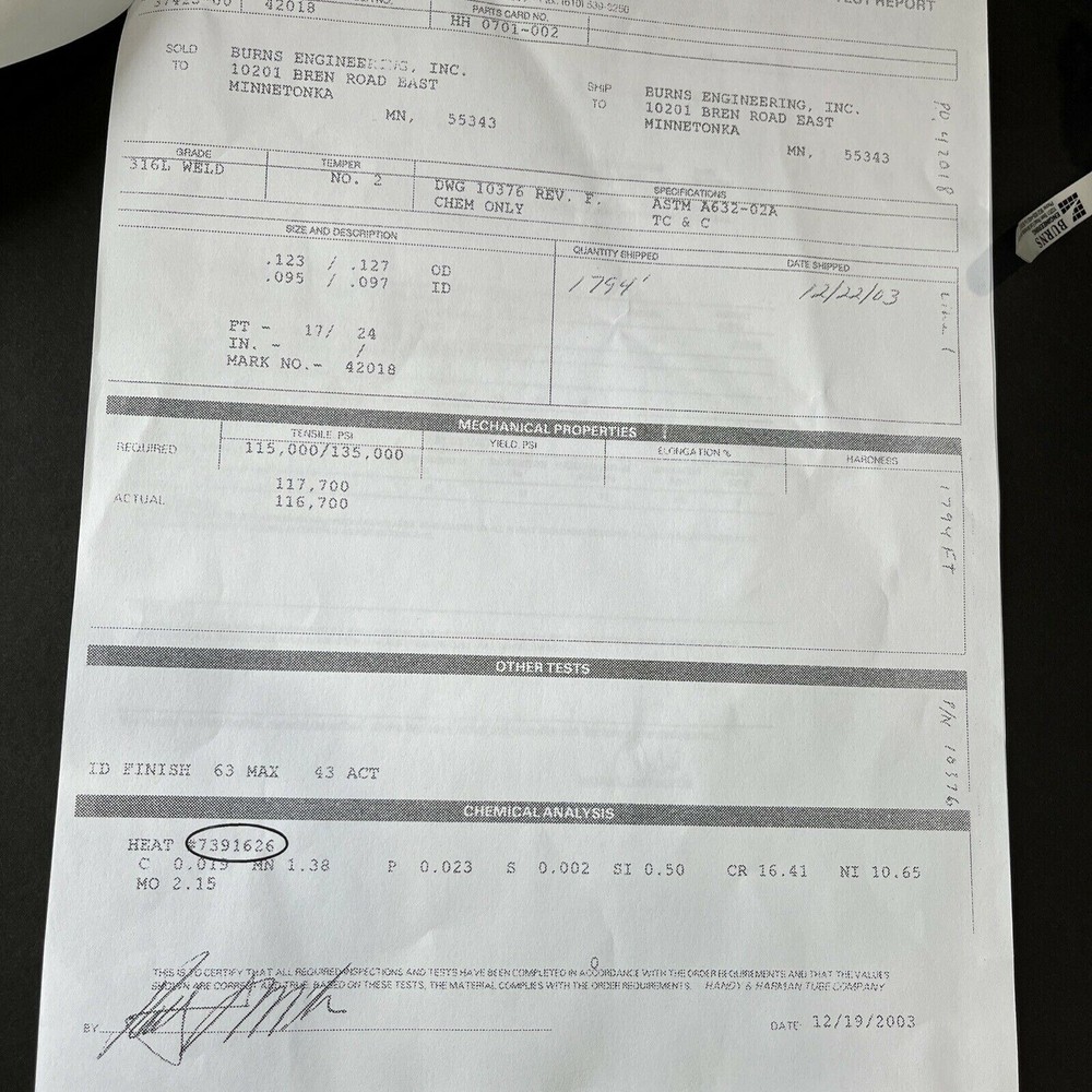 Burns Engineering Thermocouple Assembly Explosion Proof