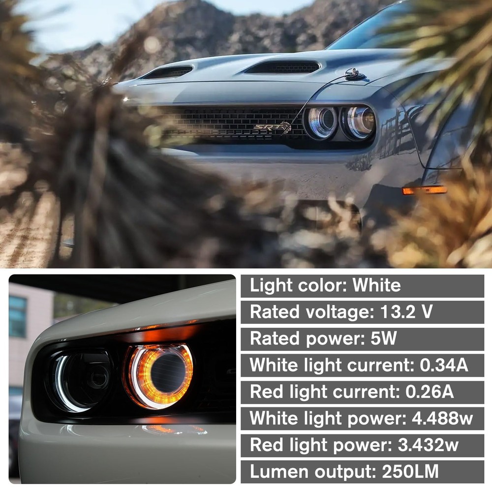 Dodge Challenger Headlights Bulbs, LED Headlamps Air Inserts Assembly Compati...