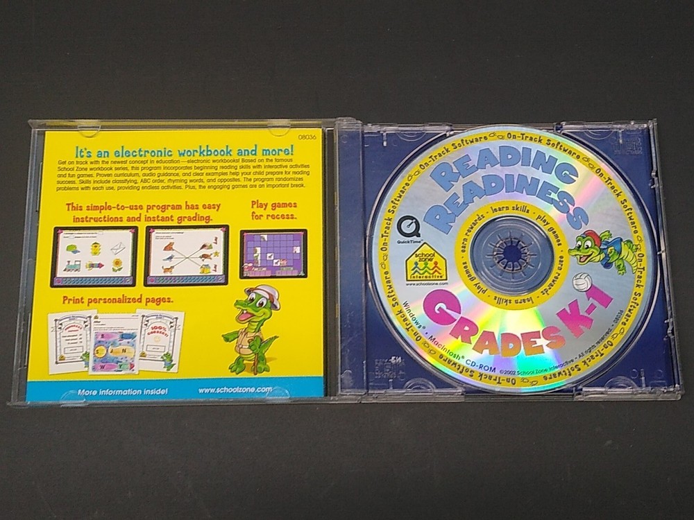 School Zone Reading Readiness On-Track Software Grades K-1 CD ROM