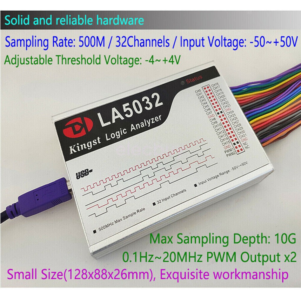 Kingst LA5032 USB Logic Analyzer 500M Max Sample Rate 32 Channels ARM FPGA Debug