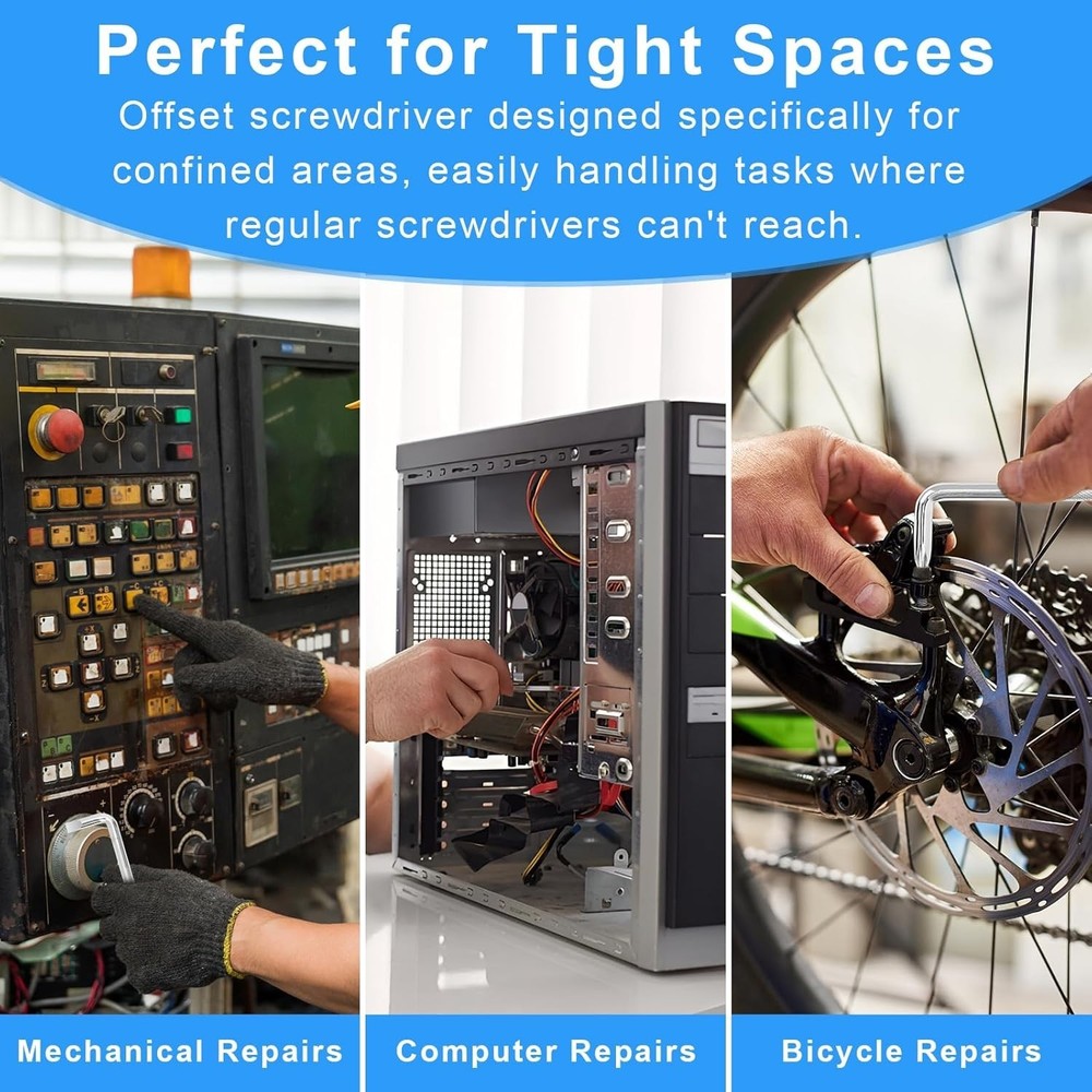 3 Pcs Offset Screwdriver Set Right Angle Phillips Screw Driver Flat Head