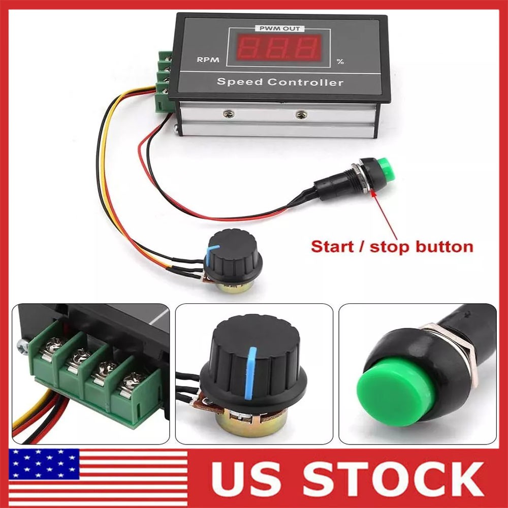 DC6-60V 12V 24V 36V 48V 30A PWM DC Motor Speed Controller Start Stop Switch