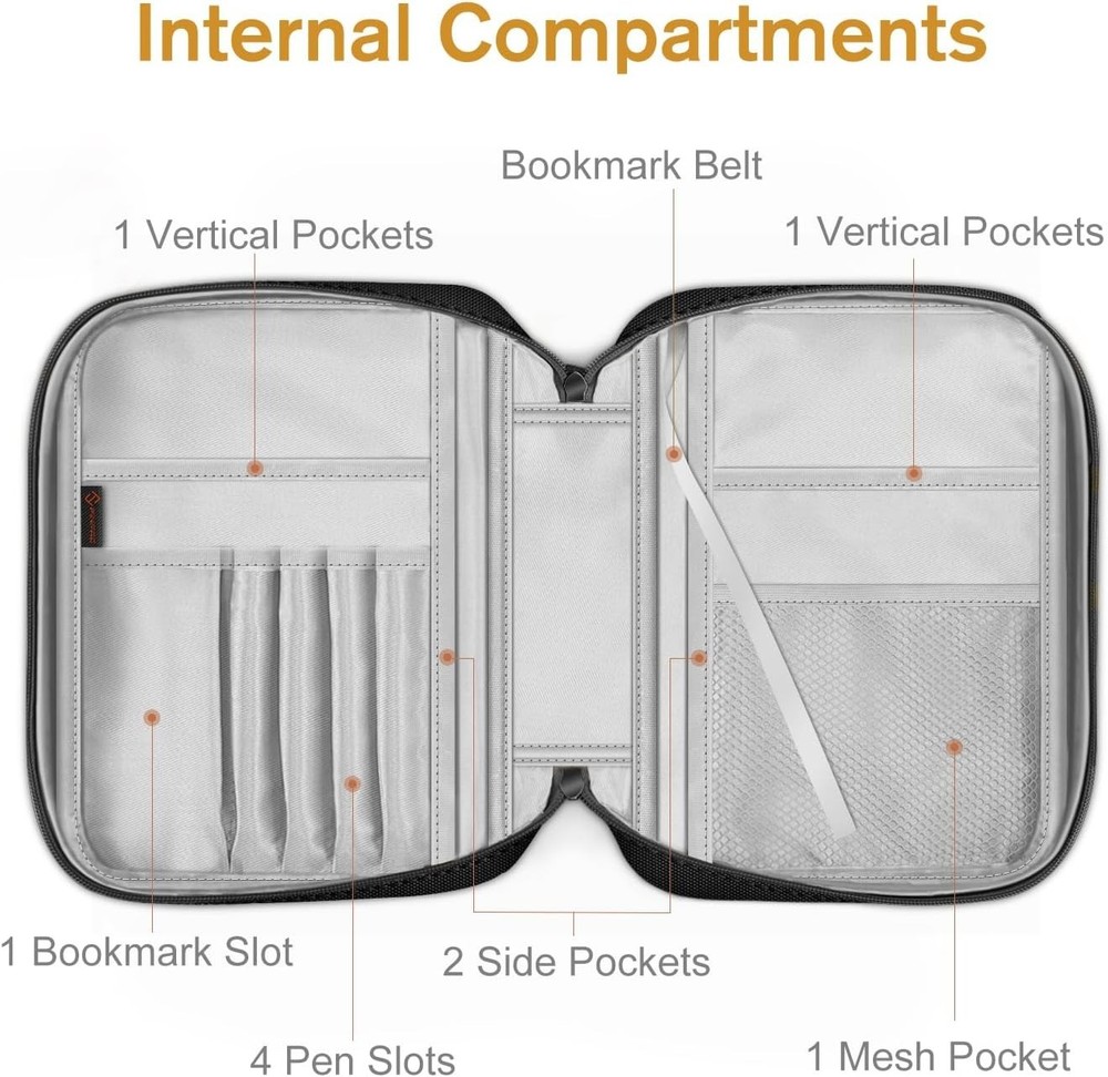 Water-Resistant Bible Carrying Case with Organizing Pockets & Stylish Handle