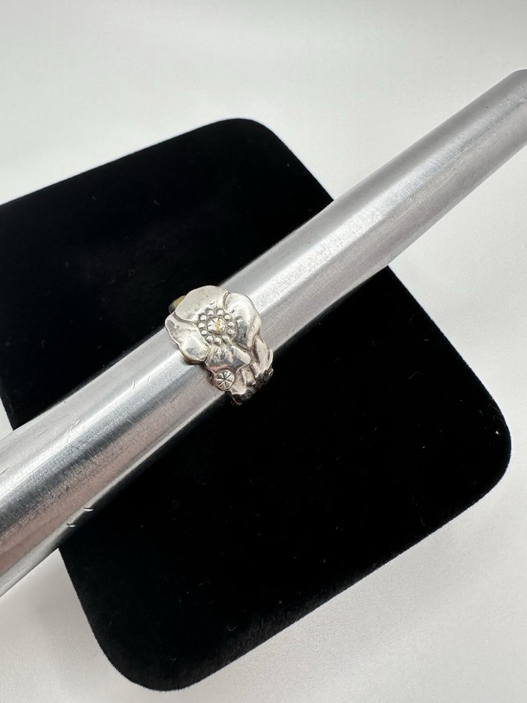 Vintage Silverplate Flower Ring Size 5.75 JB19