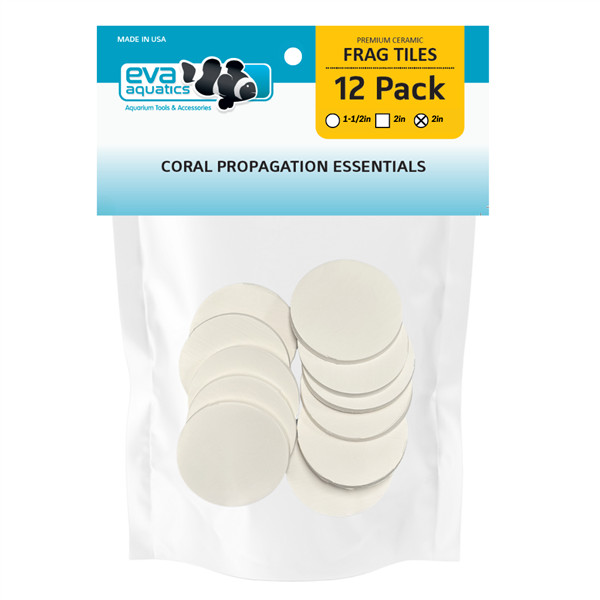 Ceramic Coral Frag Tiles, 12 pack, 2" Discs- White