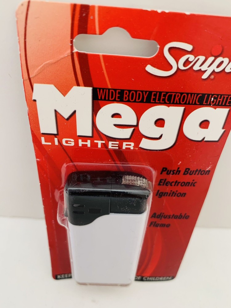 Scripto Wide Body Electronic Mega Lighter w/ Adjustable Flame *White Color*