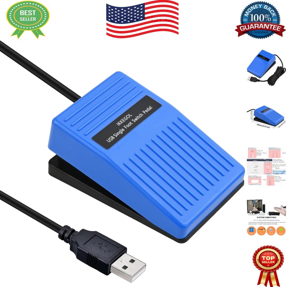 2023 Upgraded USB Foot Pedal - Programmable Single Switch for Gaming & Streaming