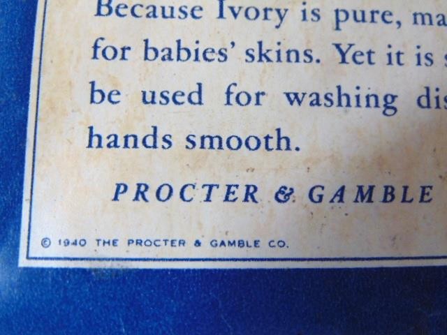 1940 PROCTER & GAMBLE Laundry IVORY Soap Bar, Orig. Wrapper, Large Size