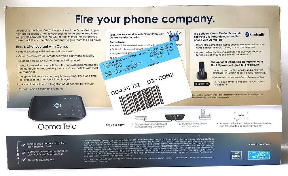 Ooma Telo Free Home Phone Service... NEW!
