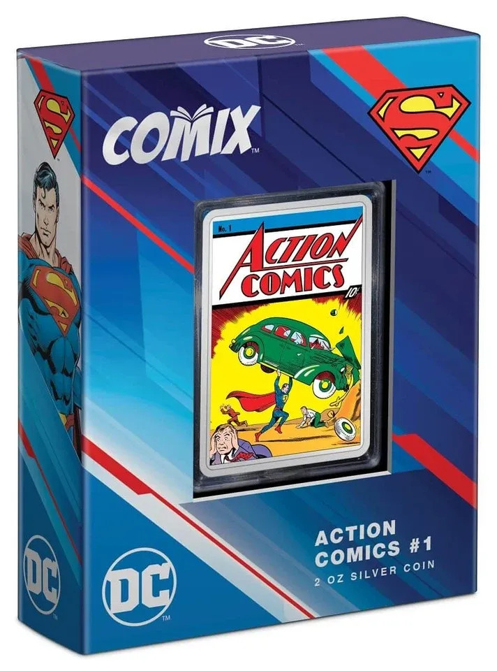 DC COMIX ACTION COMICS #1 2 OZ SILVER COIN