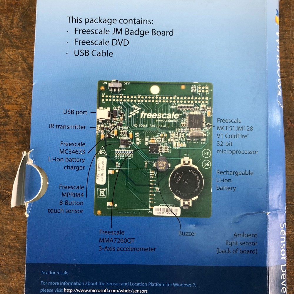 FREESCALE Sensor Development Kit for Windows 7 JM Badge Board & DVD Software