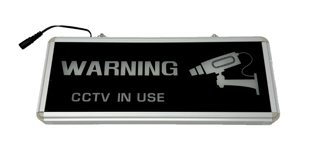 CCTV LED Lighted Security Camera Warning Sign w/Power Supply!