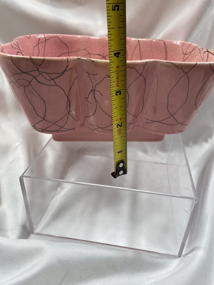 VINTAGE Pink And Black Pottery Planter