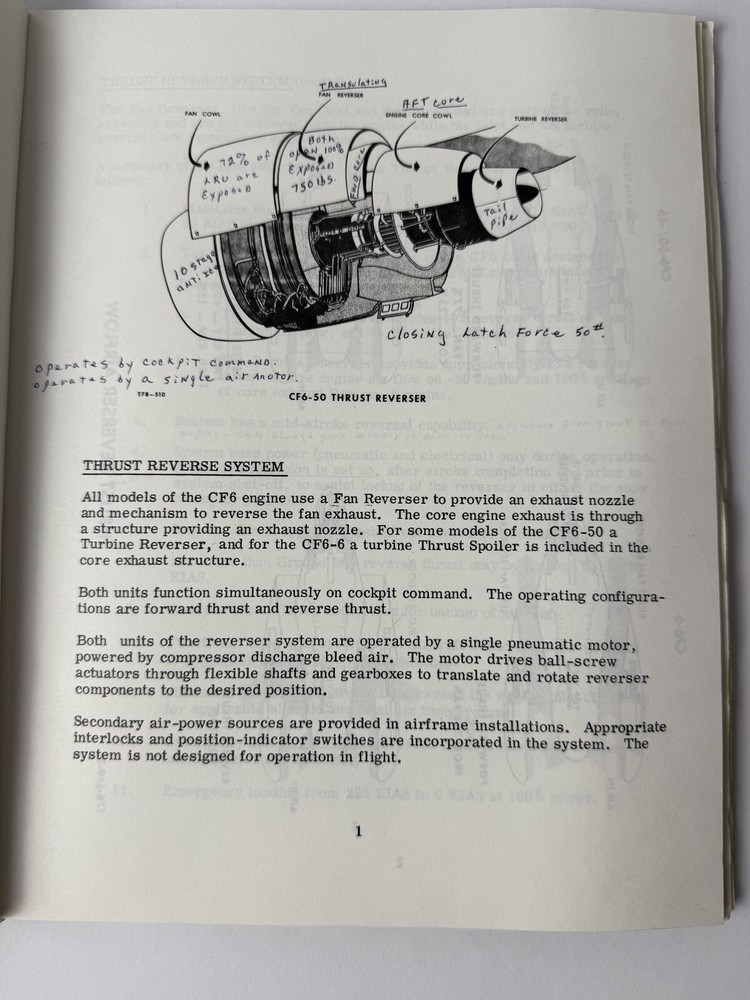 1981 GE CF6 Reverser System Training Manual Prepared by Evendale Tech School