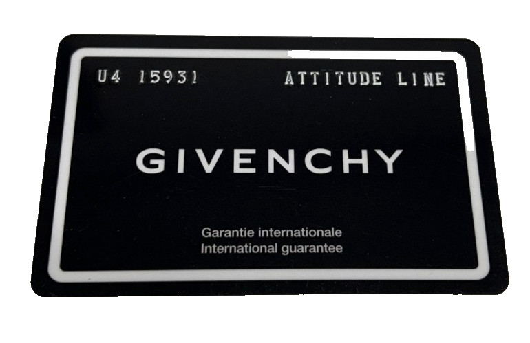 Givenchy International Guarantee Card