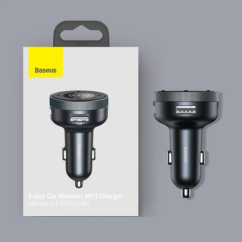 Baseus FM Transmitter Modulator Car Wireless Bluetooth 5.0 USB Fast Charger Auto