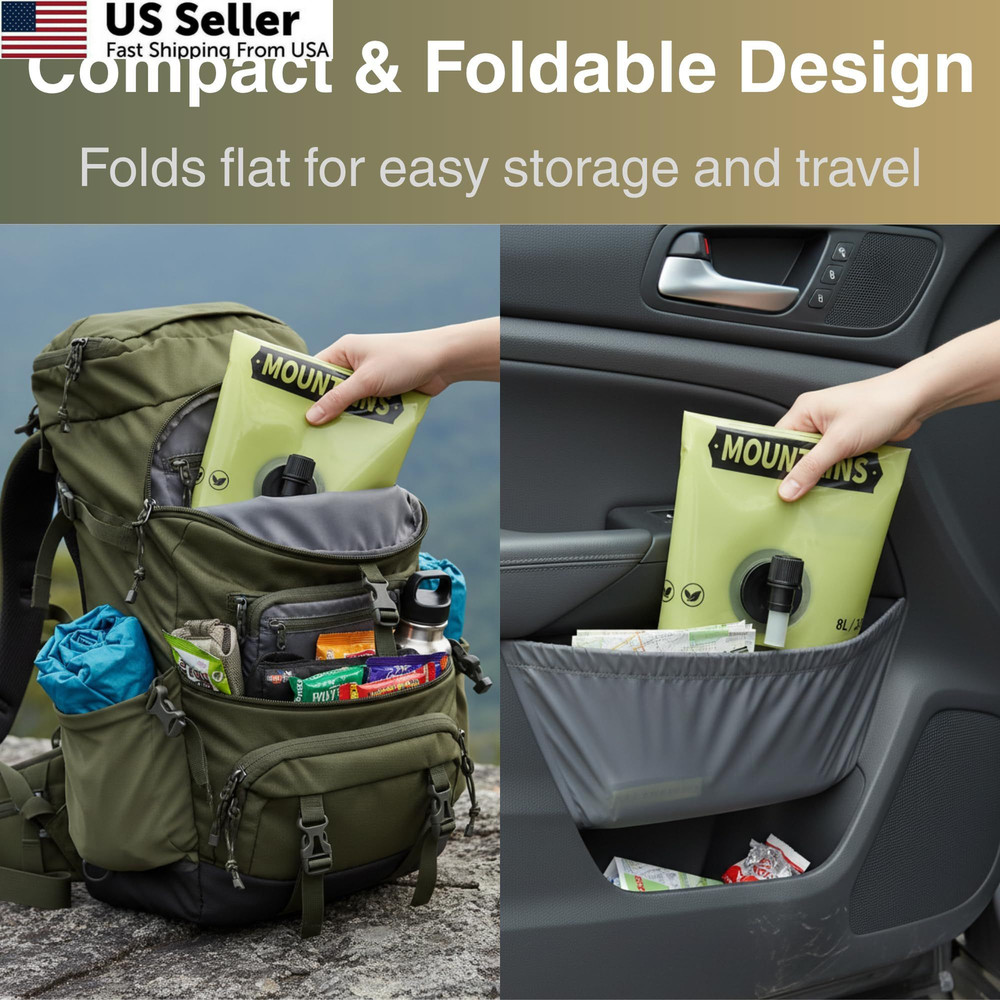 2 Gallon Collapsible Water Jug Spout Foldable Container Camping Hiking Emergency