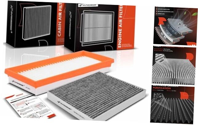 2-PC Engine & Cabin Air Filter with Activated Carbon Compatible with Smart