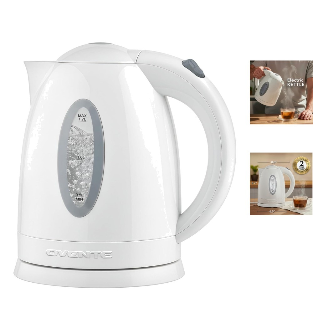 1100W Fast Boiling 1.7L Electric Kettle - BPA-Free with Auto Shut-Off & Filter