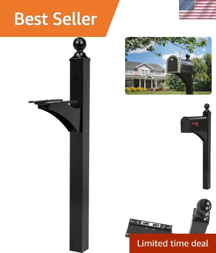 Landover Aluminum Mailbox Post, Black