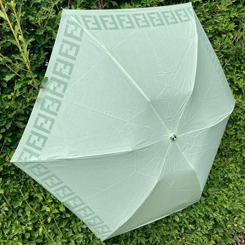 Fendi Foldable Umbrella Zucca Green Lightweight Compact Ready Genuine