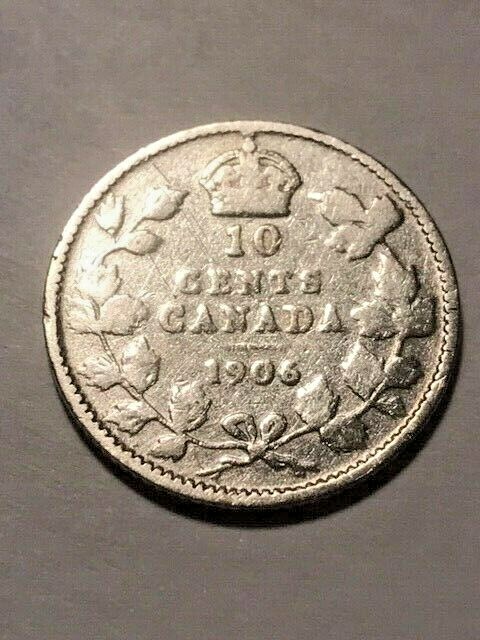 1906 Canada Silver 10 Cents VG #15804